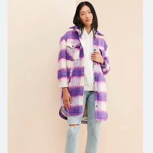 BLANKNYC Prime Time Shirt Jacket- Size S in Pink & Purple Plaid
